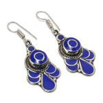 Natural Lapis Lazuli Gemstone Handmade Jewelry Earring 2.25 r8t67