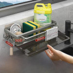 Kosmosealumiiniumist vannitoariiul: Punch-Free, Iminapaga Seinale Paigaldatav K&ouml;&ouml;gi Hoiustamine Veealusega rectangle + fixed hook + rod + water tray