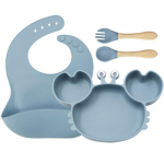Laste Silikoonist Krabi S&ouml;&ouml;giriistade Komplekt - 9-osaline, Kolme Sektsiooniga Taldrik kausiga four-piece set