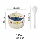 Keraamiline maitseainepurk kaane ja lusikaga K&ouml;&ouml;gi maitseainepurgid soola/suhkru/pipra jaapani stiilis maitseainete s&auml;ilituskarbi tee