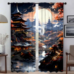 Jaapani stiilis kardinad elutuppa Kardin Halloweeni kaunistus Kodu interj&ouml;&ouml;ri kardinad 2 t&uuml;kki T&uuml;ll magamistoa vaheseinale W86xH137cmx2pcs-CL