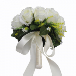 Roosi kunstlilled siidist lilled pulma valge pruut kimp Fleur k&auml;sitsi valmistatud satiin romantiline puhas valge