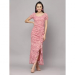 Naiste Pealmine Tuunika A-l&otilde;ikeline Kleit Peoriided Lilleline Tr&uuml;kk S&uuml;damekujulise Kaelusega Maksikleit VF-1807 XL