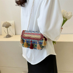 Etnilise stiiliga tikandiga kootud kott naistele Mitmek&uuml;lgne &otilde;lakott Moodne ketiga Crossbody tutikott