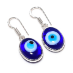 Blue Evil Eye Handmade 925 Sterling Silver Jewelry Earring 1.46 b2h86