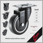 Houde HOD raskeveokite vaiksed k&auml;rurattad, 3&ndash;5 tolli, must pol&uuml;uretaan, kulumiskindlad universaalsed rattad 5125310-215 2.5 inch directional wheel