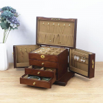 Xianglongmu 2023 Euroopa stiilis retro puidust lukuga ehtekarp - K&otilde;rgekvaliteediline, suure mahutavusega, mitmekihiline hoiuruum 28*19*20cm