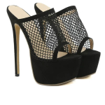 Must Seksikas Peep-toe Platvormsandaalid Pole Dance V&otilde;rk L&auml;bil&otilde;ikega 16CM &Otilde;huke K&otilde;rge Kontsaga Kingad Naistele Zapatos De Mujer 35 gray