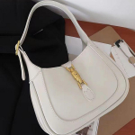 Vintage Hobuseraua Pandlaga Prantsuse K&auml;ekott Naiste Kevad Suvi Tekstuuriga Niche Sadula Crossbody Kott valge
