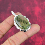 Prehnite ehted, 925 tahke h&otilde;bedast ripats k&auml;sitsi valmistatud v&auml;&auml;riskividest ehted, kingitused naisele uhiuus ripats 1.85 Inches