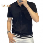 Meeste S&auml;rk Rev&auml;&auml;r L&uuml;hikeste Varrukatega N&ouml;&ouml;pidega Plakett S&auml;rgi &Uuml;laosa Triibulise Kantiga Hingav Suvine Vabaaja S&auml;rk M must