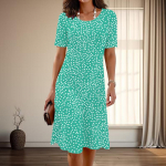 Naiste mood graatsiline t&auml;piline suvine kevadine l&uuml;hikeste varrukatega O-kaelusega vabaajakleidid 5XL