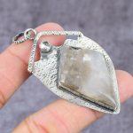 Ocean Fume Agate, Topaz Handmade 925 Sterling Silver Pendant 2.22 j7b91