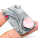 Pink Opal,Pink Rubillite 925 Sterling Silver Jewelry Pendant 2.36 w4a28