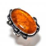 Natural Baltic Amber Gemstone Handmade 925 Sterling Silver Ring Size 6 e5c34