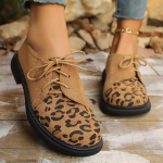 Moodsad Leopard Madalad Kontsad Kingad Naistele 2025 Kevad Paks Konts Kunstnahast Suede Oxford Kingad Naisele Suur Suurus Paelkinnitusega &Uuml;ksikud Kingad Mujer 35