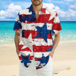 Meeste vabaaja vabaaja iseseisvusp&auml;eva prindiga l&uuml;hikeste varrukatega s&auml;rk L sinine