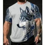 Uus Suvine Meeste Moe T-s&auml;rk Personality Wolf Printed Meeste T-s&auml;rk Top XS kollane