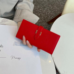 2025 Ehtsast Nahast Naiste Rahakotid Lehma Naha Esimene Kiht Pikk Rahakott H-lukuga K&auml;sikotid Daamidele Kahepoolne Rahakott Ilma Logota punane