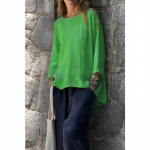 JKASHDK naiste mood vabaaja kevad-s&uuml;gis &uuml;hev&auml;rvilise tr&uuml;kiga pikkade varrukatega O-kaelusega pluusid ja s&auml;rgid S