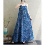 Reaalne kaader Suvine Uus B&ouml;&ouml;mimaa Rasvunud Pluss Varrukateta Traksidega Tr&uuml;kitud Keskmine ja Pikk Kleit Naised L kuninglik sinine v&auml;rv