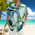 Meeste moodne lahtine Hawaii tr&uuml;kitud l&uuml;hikeste varrukatega rannas&auml;rk XXXXL