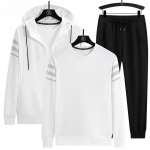 Meeste Vabaaja Spordihoodie Komplekt, Noorte Spordi Lahtine &Uuml;mmarguse Kaelusega Hoodie Kolmeosaline Komplekt 8XL valge