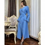 Moodne &Uuml;hev&auml;rviline V&ouml;&ouml;ga Slim Fit Pikk Kleit Uued Naiste Riided &Uuml;heosaline Kleit Stiilne &Uuml;mberm&auml;hitav L hall v&auml;rv