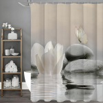 Zen Kivi Liblikas Valge Lill Du&scaron;ikardin, Vannitoa Dekoratiivne Du&scaron;ikardin, Veekindel Du&scaron;ikardin Konksudega 180*180cm