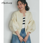 Korea Ulzzang S&uuml;gis Talv Naiste Kampsun Sinine Roosa Must Aprikoos Kudumine Kampsun Kootud Laterna Varrukatega Stiilne &Uuml;leriie One Size must