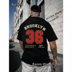 Suvemood Heavyweight Retro Meeste Inglise Kirjad 100% Puuvillane Prinditud &Uuml;markaelus Kvaliteetne Casual Fitness Street T-s&auml;rk M