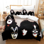 Kiss Rockb&auml;ndi Muusika 3D Tekikott Voodipesukomplekt Pol&uuml;ester Padjap&uuml;&uuml;rid Tekikott Moodne Kodu Dekoor Kingitus &Uuml;heinimesevoodi Kuningas Kuninganna 180x210cm 3pcs