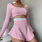 Mood Sport Naiste 2021 Uus V&auml;rvide Sobitamine Slim Top Seksikas Culottes &Uuml;likond S