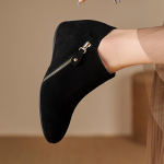 Suede Kiilud Naiste Pahkluusaapad Terava Ninaga Disainer T&otilde;mblukud Keskmise Kontsaga Kingad 2025 Trend Talv Gooti Uued Chelsea Botas De Mujer 36