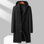 Meeste Kapuutsiga Villasegust Ka&scaron;miir Pikk Vabaaja Villane Mantel Trenchcoat Meeste Talvemantlid &Auml;ri Vabaaja Talvejoped 2XL must