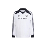 Adidas Originals Trefoil Kolme triibuga logo tr&uuml;kk V-kaelusega pikkade varrukatega vaba l&otilde;ikega jalgpallis&auml;rk Meeste topid Valge IW3643 XS