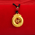 Liivakuldne ripats kaelakee Buddha Dragon kollane kuld must k&ouml;is kaelakett