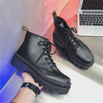 Talvised Uued Platvormkingad Keskmise k&otilde;rgusega Saapad Meestele S&uuml;gis Briti Trend Ankle Boots K&otilde;rged Korea Vabaaja Meeste Kingad Mootorrattasaapad 40 black