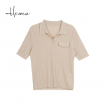 Haier Mans Women's Polo Neck Wool Blend Short Sleeve Top 3XL