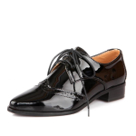 Mood Kevad S&uuml;gis Naiste Oxford Korterid Brogue Lakknahk Must Kontor V&auml;ljapandud Tald Naiste Terav Nina Ballett Derby Kingad Daamid 34-43 39 must