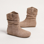 Moodsad naiste seemisnahast vabaajasaapad 2025 S&uuml;gismood Ankle Boots Uued l&uuml;hikesed libisevad tasased kingad Retro mitmek&uuml;lgsed pehme tallaga naiste saapad 35 aprikoosi