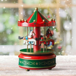 J&otilde;ulude puidust karussell-muusikakarbi kaunistus, hobune, mis on kujundatud p&uuml;hade kaunistamiseks 1pcs roheline