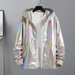 Must H&otilde;bedane L&auml;ikiv Jakk Meeste Pommjakk Korea Stiilis Hip Hop Jakk Slim Meeste Jakid ja Mantlid Streetwear Kapuutsiga Mantel S h&otilde;be