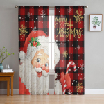 J&otilde;ulupuu lumememm lumehelves elutuba magamistuba l&auml;bipaistvad l&auml;bipaistvad kardinad p&uuml;hadekaunistused aken Voile t&uuml;llkardin 135W x 114H(cm)