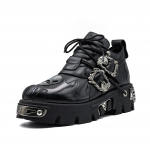 Meeste ja naiste Vintage Rock Couple Kingad Uued Tume Punk Nahast Retrosaapad Metallist Ni&scaron;i Disain Unisex &Uuml;he platvormiga kingad 36