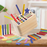 Puidust Montessori Varajase Hariduse Laste Hariduslik Multifunktsionaalne Sorteerimiskast, Puidust Pulga Kujuline V&auml;rviline M&uuml;ntide Kast Hariduslikud M&auml;nguasjad