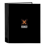 Classeur folio 4 anneaux - safta - 27x6x33 cm - Noir - Couverture rigide - Dos large 60 mm - 4 anneaux ronds 25 mm