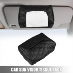 Car Tissue Holder aper Box Holder Faux Leather Organizer Tissue Case Black