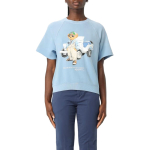 Polo Ralph Lauren &Uuml;mmarguse kaelusega kampsun Kirjaga Karu Muster Tr&uuml;kitud Kitsa l&otilde;ikega L&uuml;hikeste varrukatega T-s&auml;rk Naiste t-s&auml;rgid Sinine 211935597-001 S white