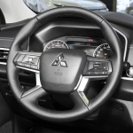 For Mitsubishi Outlander -2024 Hand-stitched black Leather suede non-slip car Steering Wheel Cover Style 2